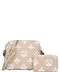 2in1 Printed Chic Crossbody Bag With Wallet Set DH-8232A NUDE
